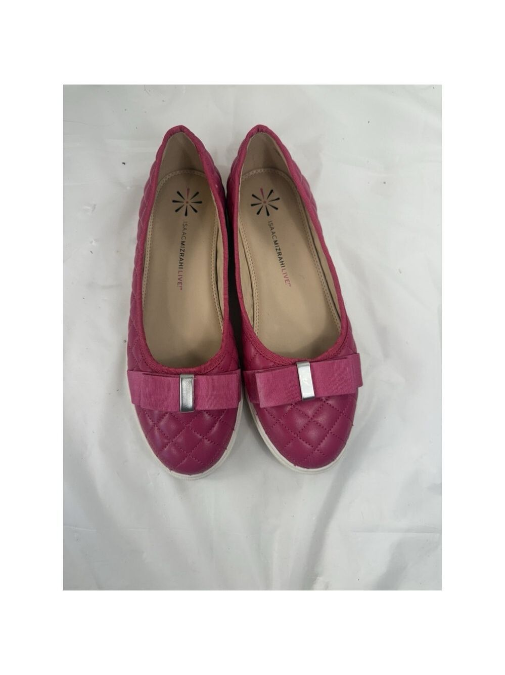 Isaac Mizrahi Live Kaitlyn Quilted Leather Flats Size 8.5 Pink Shoes - Picture 2 of 15